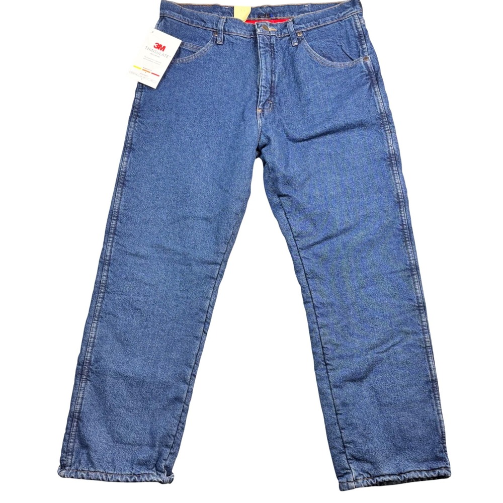 Wrangler Rugged Wear Thermal Lined Jeans 36x30 Blue 3M Thinsulate Relaxed Fit